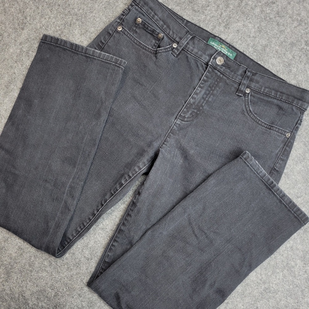 Lauren Ralph Lauren Jeans Womens 10 Black Mom Dark Wash Boho Preppy Casual